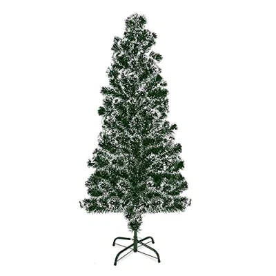 Image of ASAB Artificial Christmas Tree With Metal Stand Realistic Bushy Xmas Branches Freestanding Natural Look (Green Snow Tips, 6ft)