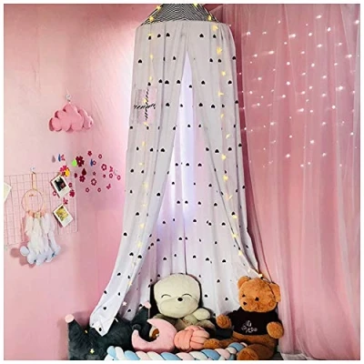 Image of Bed Canopy Kids Dome Mosquito Net Play Tent Nursery Room Decorations Hanging Dirty Dusty Canopies White(Height:2.5M)