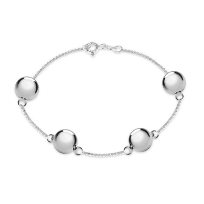 Image of Tuscany Silver Women&#039;s Sterling 8mm Ball and Box Bracelet of 19cm/7.5&quot;