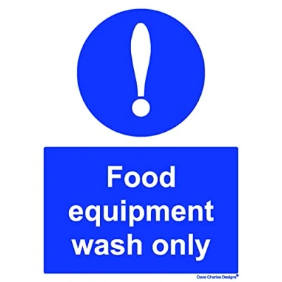 Image of Hygiene Catering Food Equipment Wash only kitchen sign Self Adhesive Vinyl Sticker A5 150mm x 200mm The clearest Health and safety signs