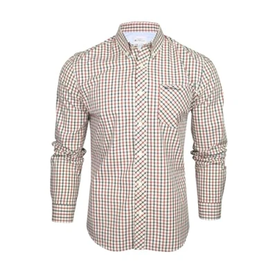 Image of Ben Sherman Men&#039;s Button Down Collar Oxford Shirt, Long Sleeved, Regular Fit (House Check Red) L