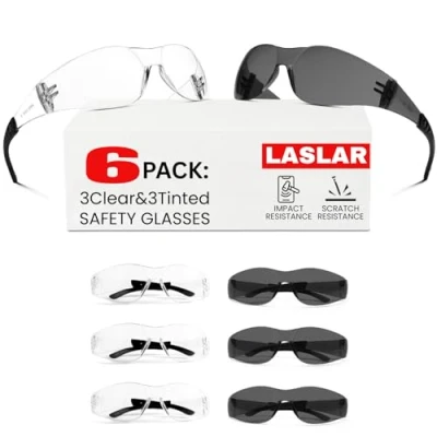 Image of Safety glasses for Work 6 pack(3pack Clear Googles+3pack Tinted Googles) Scratch &amp; Impact Resistant eye protection Construction, Outdoor Sports