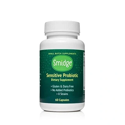 Image of Smidge® Sensitive Probiotic 60 Capsules 8 Strain Formula Potent Supplement No Added Prebiotics Gluten and Dairy Free