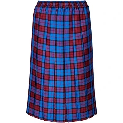 Image of Magritta Ladies Tartan Skirt 27 Inch Length Box Pleated Elasticated Waist UK Size 10 26 (22, Royal Blue)