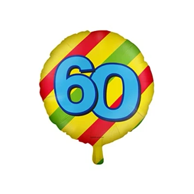 Image of PD Party 7042126 Happy Foil Balloons Celebration Decorations 60 Years, Multicolor, 46cm Length x Width Height
