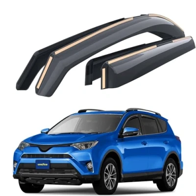 Image of Goodyear wind deflector for/compatible with Toyota RAV4 2013 2018 SUV, door rain deflectors,car accessories, car deflectors, in channel 4 pieces