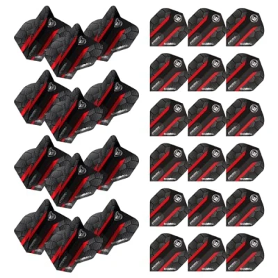 Image of WINMAU Prism Alpha Hexagon Design Extra Thick dart flights 10 sets per pack (30 in total) (Black &amp; Red)