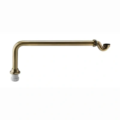 Image of ENKI, Z02, Traditional Exposed Shallow Seal Bath Trap and Pipe, Antique Brass