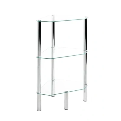Image of HAKU Mobel Rack Chrome, Metal, Tempered Glass Size: W 45 cm X H 77 D 32 cm, Style: Modern