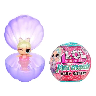 Image of L.O.L. Surprise! Mermaids Baby Sisters with Colour Changing Tails, Random Assortment, Includes 1 Doll Cute Accessories, Collect All 8 Dolls, For Kids Ages 4 and Up
