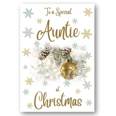Image of Second Ave Auntie Christmas Gold Bauble Xmas Holiday Festive Greetings Card