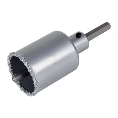 Image of wolfcraft Annular Bit, Tungsten Carbide Coated, With Mandrel, Ø 33 mm I 3893000 For plumbing and electrical installations in brick walls stone, cutting depth 55