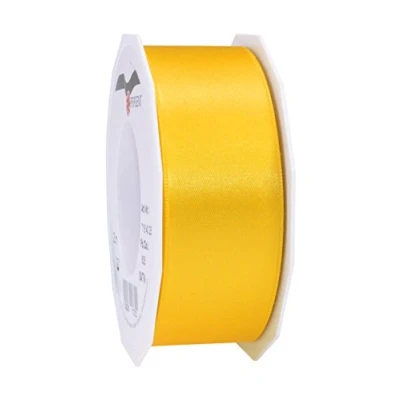 Image of Präsent Satin Ribbon Yellow 40 mm width, 25 m length