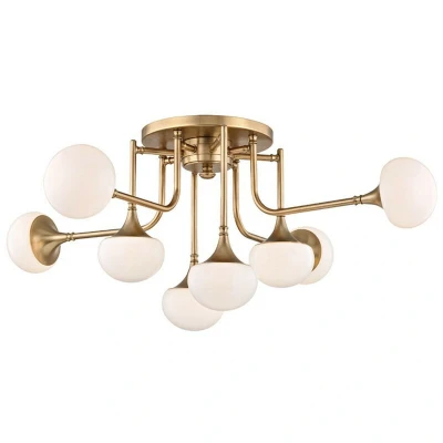 Image of Fleming 8 Light Semi Flush Brass, Glass, 3000K