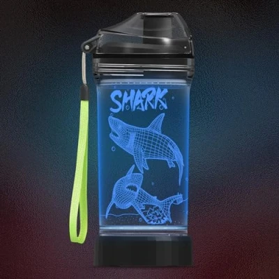 Image of CoolGift Mart Light up 3D Shark Water Bottle, 14oz Tritan BPA Free Gift for Boys Girls Kids Drinking Cup Christmas Holiday