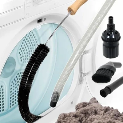 Image of SPARES2GO Universal Tumble Dryer Lint Removal Kit Vacuum Hose Dusting Brush Cleaning Attachments Set