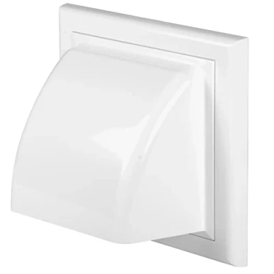 Image of Awenta 4&#039;&#039; Inch / 100 mm Exhaust Hood Vent White ABS Plastic Non Return Valve, Backdraft Damper Dryer Opening, Extractor External Ventilation Cover Outdoor Air Cap Grille