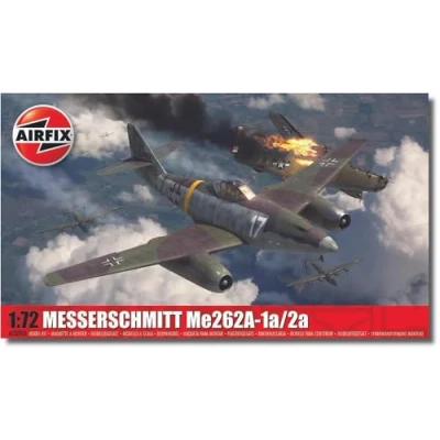 Image of Airfix Model Set A03090A Messerschmitt Me262A 1a/2a Building Kit Plastic Plane Kits for Adults &amp; Children 8+, Includes Sprues Decals 1:72 Scale