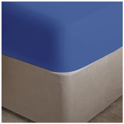Image of GC GAVENO CAVAILIA King Size Fitted Sheet Extra Deep Pockets (16&quot; 40cm) Fade Resistant Washable Linen Royal Blue