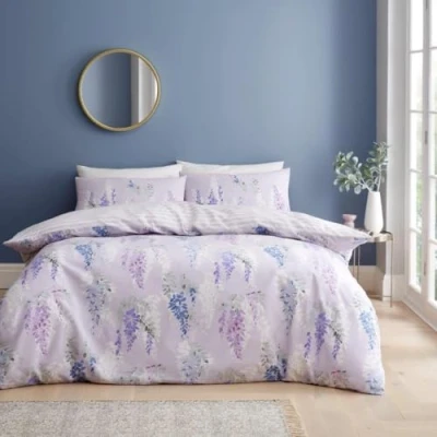 Image of GC GAVENO CAVAILIA Blossom Double Bedding Set (200x200 cm), Reversible Floral Duvet Cover, Breathable Printed Leaf Bed Cover Set, Washable Linen