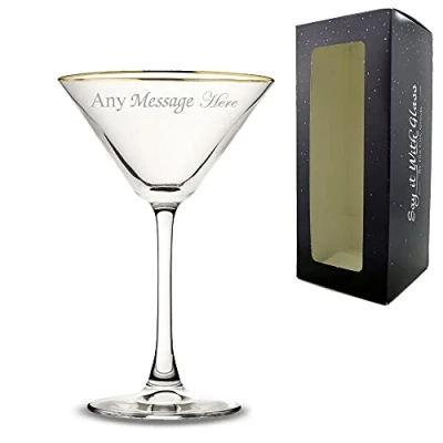 Image of Personalised Engraved Gold Rim Enoteca Martini Glass, Gift Boxed, Personalise with Any Message