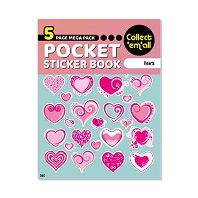 Image of Pocket Sticker Book (5 Pages) 64 MEGA Packs to Collect Coloured Stickers for Kids Hearts