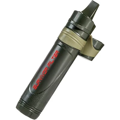 Image of Survivor Filter Reusable Personal Water with Triple Absolute Filtration to 0.05 Microns. Comes Assembled Cleanable Ultra Filter, Replaceable Carbon and 6 Cotton Pre Filters