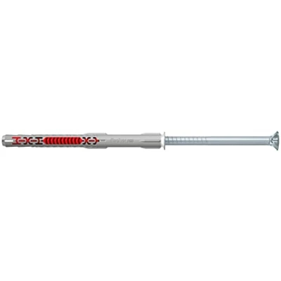 Image of fischer DuoXpand 10 x 140 T, high quality wall plug with zinc plated steel countersunk head screw, strong hold, ideal for porous building materials, enables indoor anchoring close to the edge, 50 pcs.