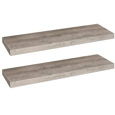 Image of HOOBRO Floating Shelves, Wall Shelves Set of 2, Mounted 80 cm, Display Racks, Decorative Hanging Shelf, Wooden for Bathroom, Bedroom, Kitchen, Greige EBG80BJP201