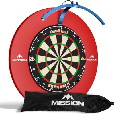 Image of Mission Darts TOR100 Torus 100 Dart Board LED Folding Portable Dartboard Travel Lighting System (Metallic Blue)