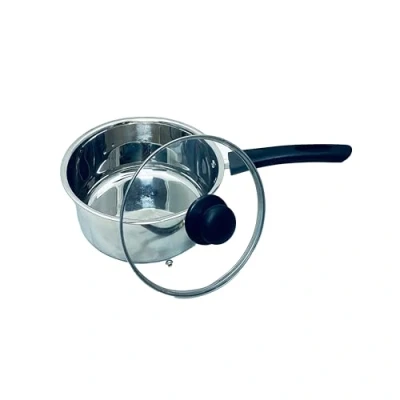 Image of Penguin Home Saucepan 20cm, 2.5 Litre Stainless Steel Sauce Pot with Glass Lid &amp; Phenolic Handle/Induction Safe Milkpot Double Pouring Lips/Dishwasher