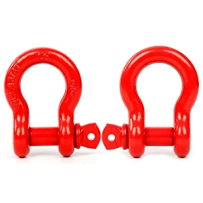 Image of FreeTec 3/4 Inch Bow Shackles D Ring Shackles, 4.75 Tons (9,500 Lbs) Heavy Duty Galvanized Lifting 2 Pack Screw Pin for Towing Construction 4x4 Offroad Recovery, Red