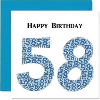Image of Fun 58th Birthday Cards for Men Shapecloud Happy Card Dad Mum Grandad Nanny Grandma Uncle Auntie Cousin Friend, 145mm x Greeting Cards,