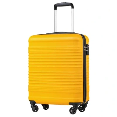Image of COOLIFE Cabin Suitcase 55x40x20cm for EasyJet Airlines Carry on Hand Luggage Hard Shell Lightweight with TSA Lock and 4 Spinner Wheels (Yellow/Black, 55x40x20cm)