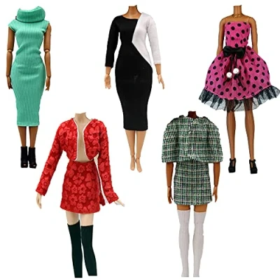 Image of Doll Clothes, Lance Home 5 Sets Fashion Outfits Autumn Dresses Spring clothes Sweater Pants Shoes Socks Bag For 29cm Dolls Accessories Baby Gifts (F)