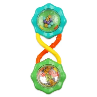 Image of Bright Starts Rattle &amp; Shake BPA Free Baby Barbell Toy, Green, Ages 3 Months+