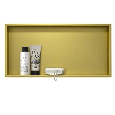 Image of Bernkot Shower Niche Stainless Steel 60 x 30 10 cm Wall Recess Storage Folder for Bathroom, Gold