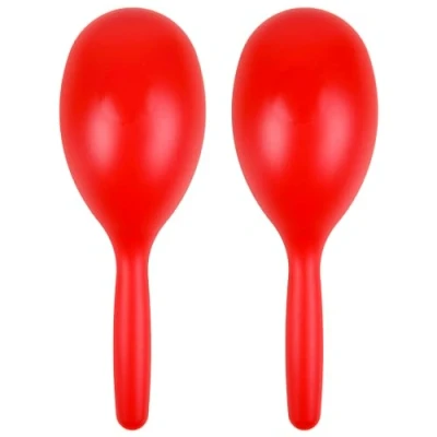 Image of A Star Red Plastic Maracas Pair 20cm Shaker Rattle, Percussion Rhythm Instrument