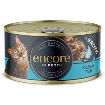 Image of Encore 100% Natural Cat Food, Ocean Fish In Broth Tin 70 g (Pack of 16)