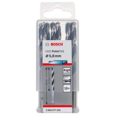 Image of Bosch Professional 10 Piece PointTeQ HSS Twist Drill Bit (for Metal, 5.8 x 57 93 mm, Driver Accessories)