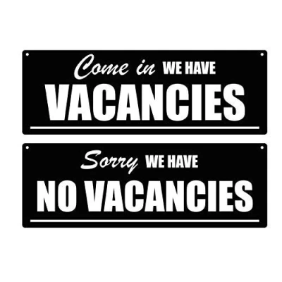Image of A4 Size Vacancies/No Vacancies, Hanging, Reversible, Sign Stylish, Bold, Engraved, Black and White Ideal for Hotels, B&amp;B&#039;s, Guest Houses