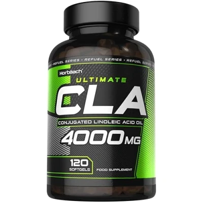 Image of CLA Capsules 4000mg 120 Count High Strength Supplement Conjugated Linoleic Acid Oil from Safflower Suitable for Men &amp; Women by Horbaach