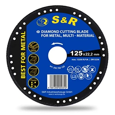 Image of S&amp;R cutting disc Multi Material 125 mm x 22,2 mm, diamond for metal, wood, stone, plastic, angle grinders