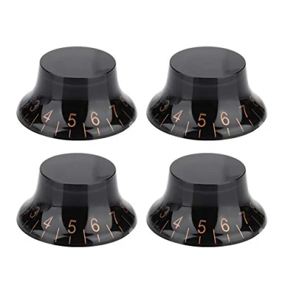 Image of Alomejor 4 PCS Volume Control Knobs Guitar Speed Tone AMP Effect Pedal for Bass Part(Black+Gold)