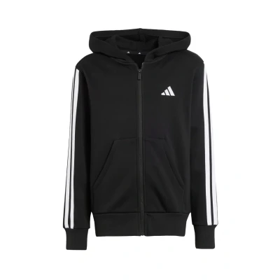 Image of adidas Unisex Kids ESSENTIALS FULL ZIP HOODIE, Black/White, 11 12 Years