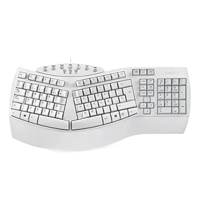 Image of Perixx PERIBOARD 512W ES USB Teclado Ergonomico 19.09x9.29x1.97 Inches Blanco QWERTY Español