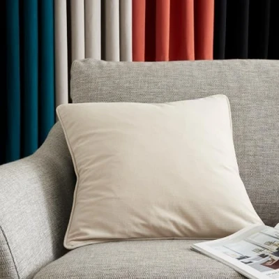 Image of Catherine Lansfield Wilson Velvet 45x45cm Cushion Natural