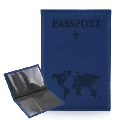 Image of ILIYAH Passport Case Holder Travel Wallet Pouch British Cover Wallets Bag(Navy)