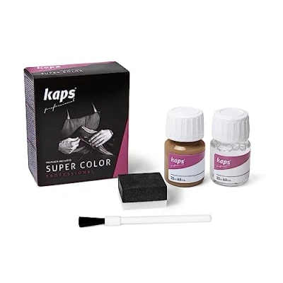 Image of Kaps Dye Super Color + Preparer (25 ml each), Professional Leather For Natural Leather, Faux and Fabric, Nourishing Repairing Shoes (166 Camel)