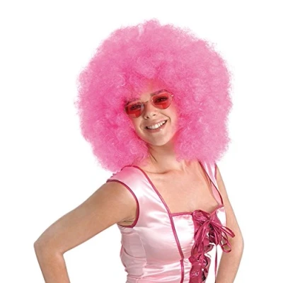Image of Realistic Pink Mega Afro Wig for Women (Pack of 1) Perfect Accessory Festivals, Hen Party, New Years Eve, Pride, Costumes, Events, &amp; More